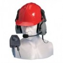 Double Earpiece Ear Defender for Hard Hat Use Only with Small In-Line PTT (VOX)