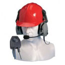 Double Earpiece Ear Defender for Hard Hat Use Only with In-Line PTT (VOX)